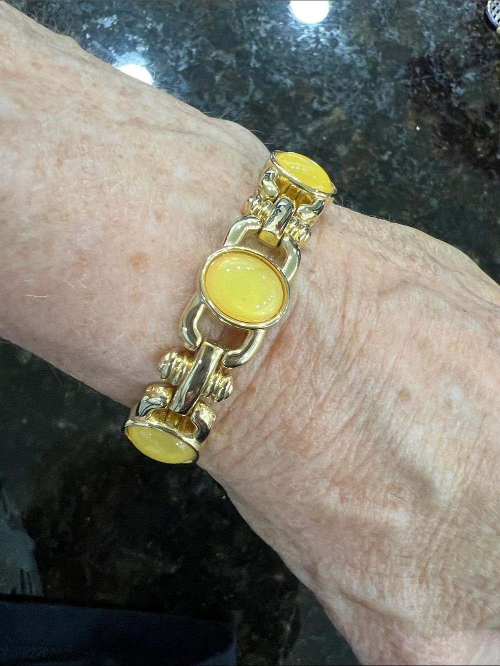 Gold-Tone Bracelet with Yellow Cabochon Accents